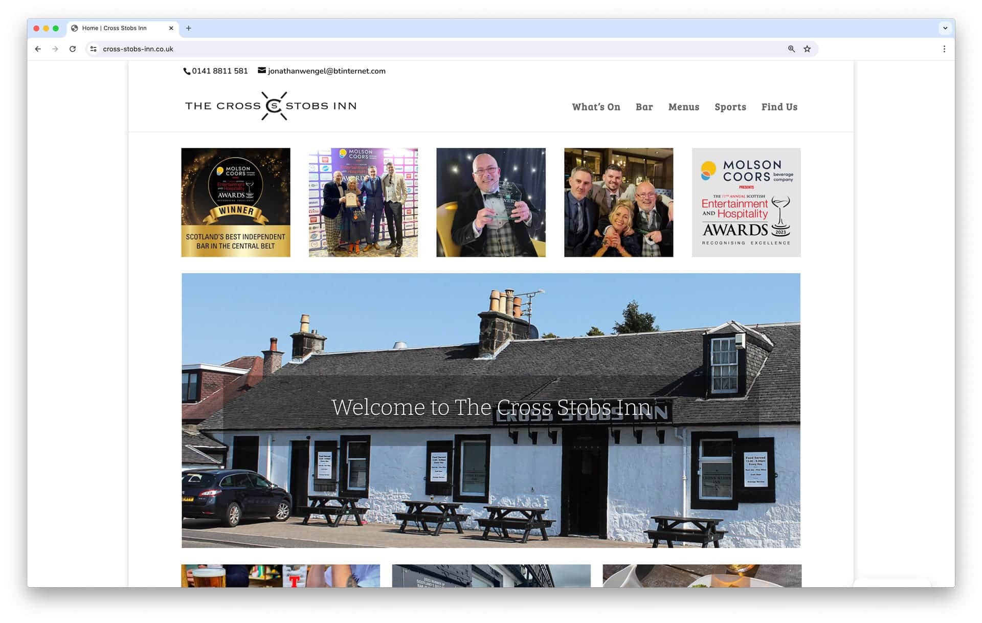 The Cross Stobs Inn website designed by CO2, shown in a browser