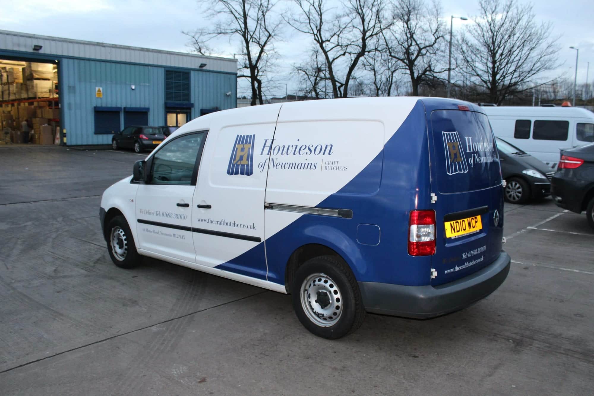 Howieson of Newmains van in the navy H brand designed by CO2
