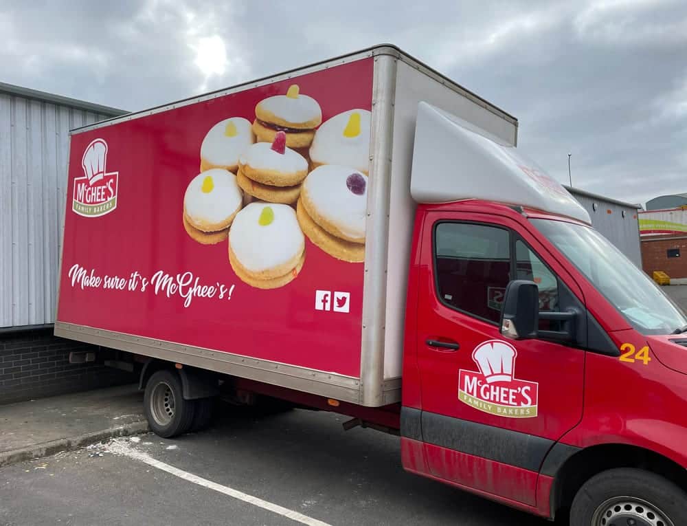 McGhee’s lorry used as a giant advert for iced biscuits