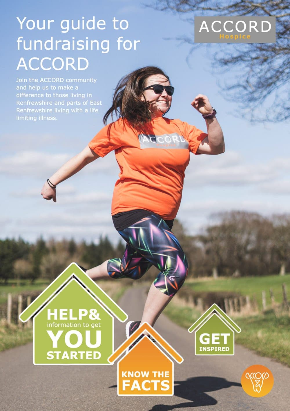 ACCORD fundraising guide cover with a runner in an orange t-shirt