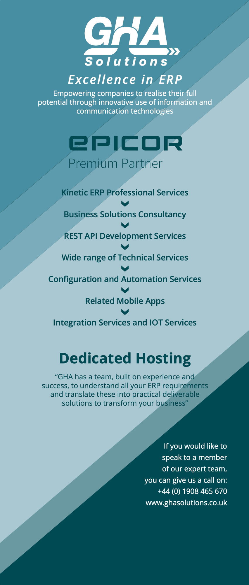 GHA Solutions and Epicor pull-up banner listing services