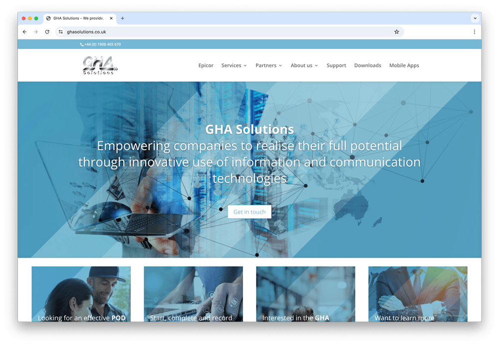GHA Solutions website home page