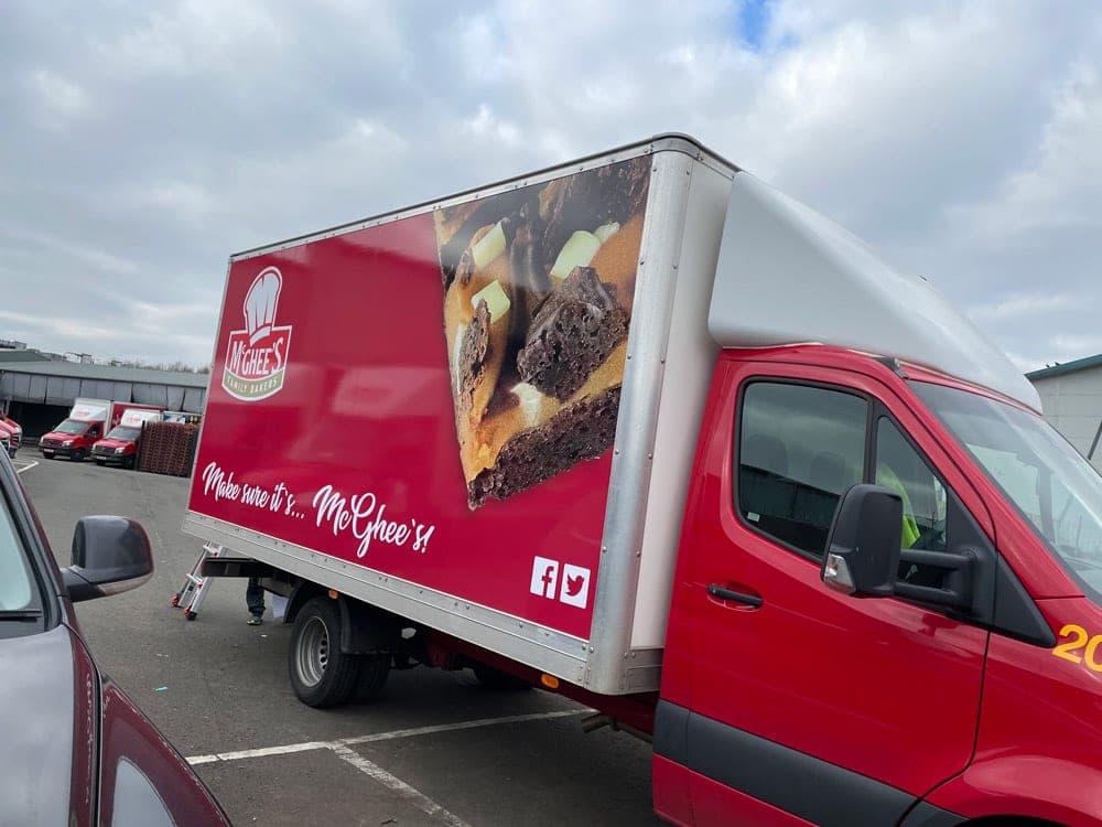 McGhee’s lorry with a giant rocky road traybake