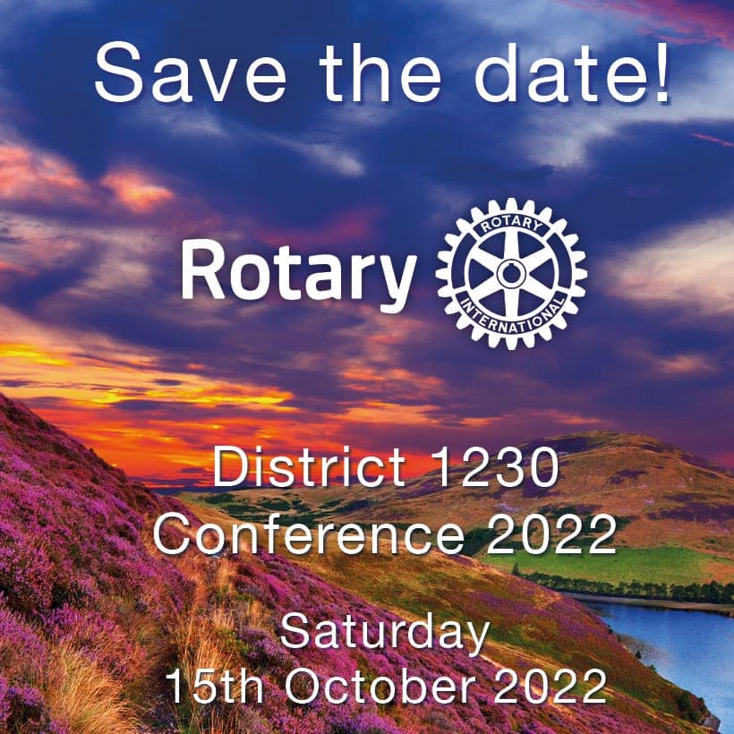 Rotary District 1230 conference save the date with heather hills