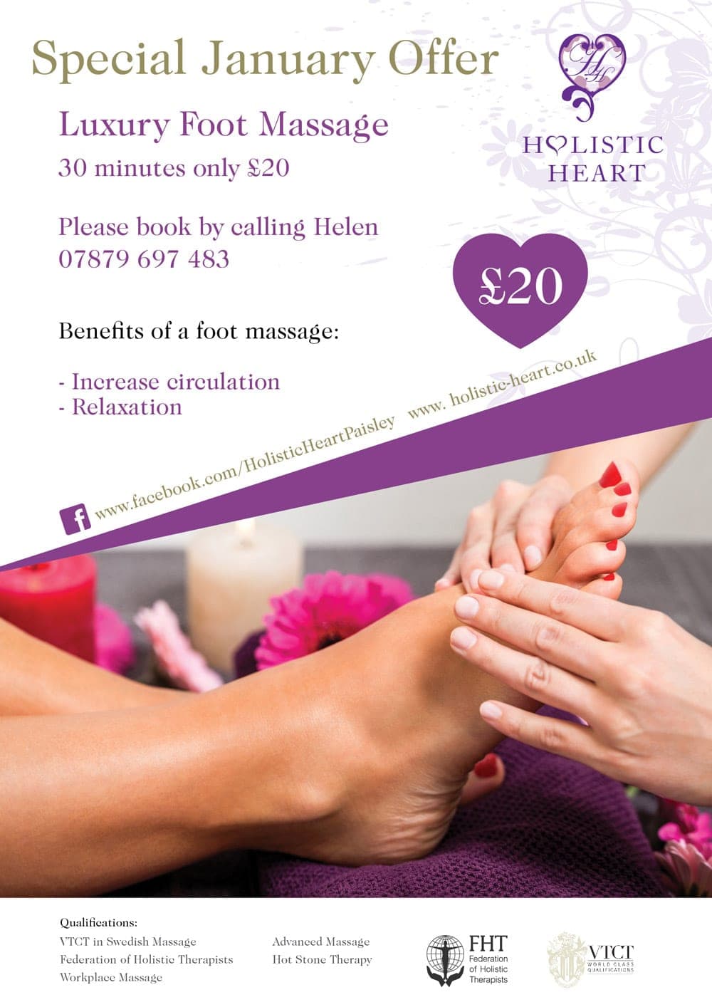 Holistic Heart January luxury foot massage offer poster