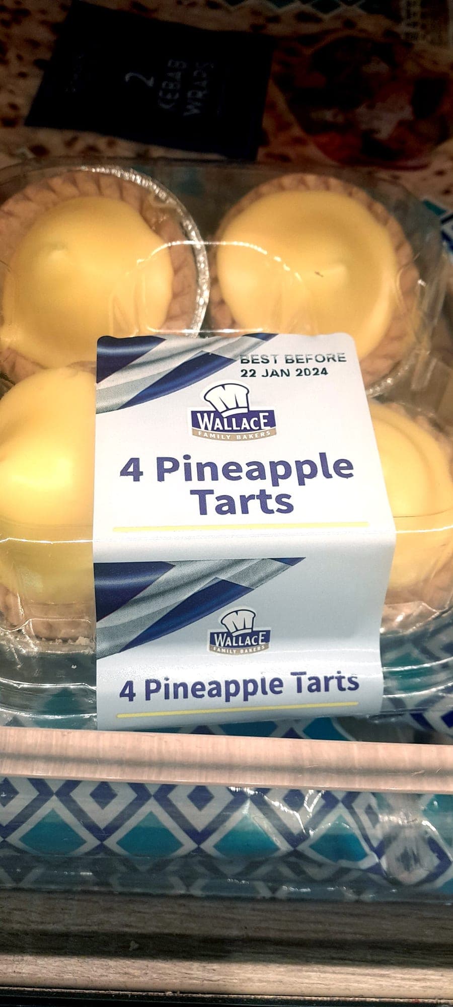 Wallace pineapple tarts in printed packaging